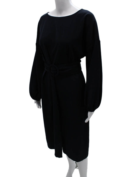 Sachin & Babi Women Shift Dress Blue Boat Neck Long Sleeve Midi Size 10