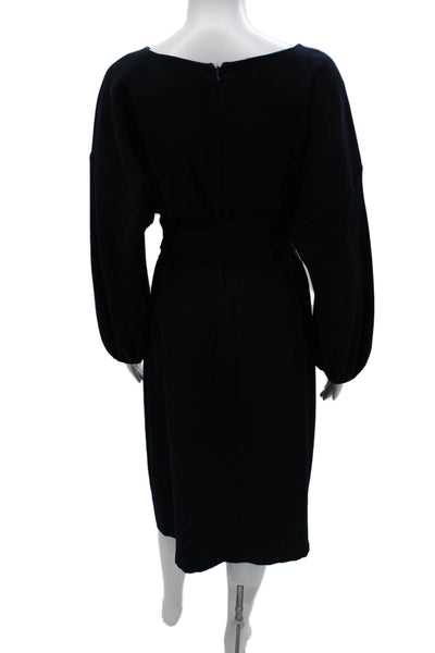 Sachin & Babi Women Shift Dress Blue Boat Neck Long Sleeve Midi Size 10