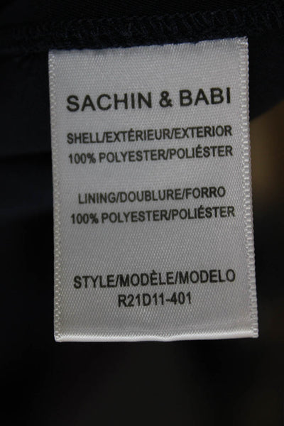 Sachin & Babi Women Shift Dress Blue Boat Neck Long Sleeve Midi Size 10