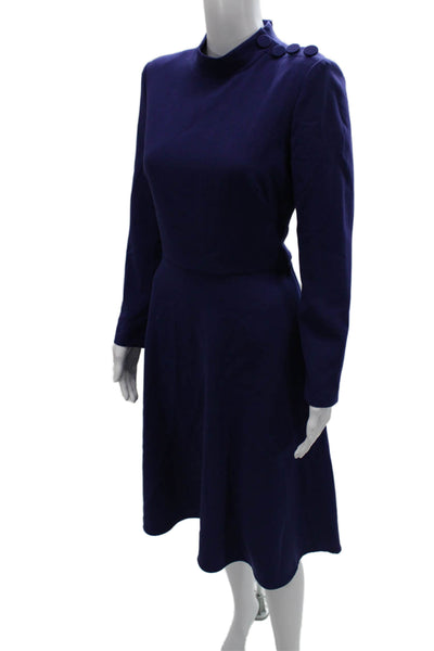Black Halo Women A-Line Mock Neck Long Sleeve Purple Midcalf Dress Size 10