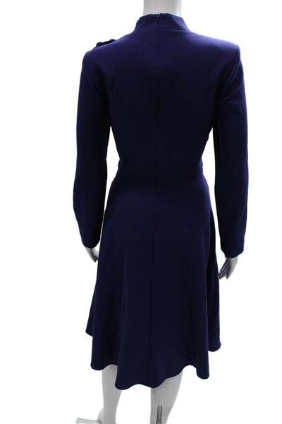 Black Halo Women A-Line Mock Neck Long Sleeve Purple Midcalf Dress Size 10