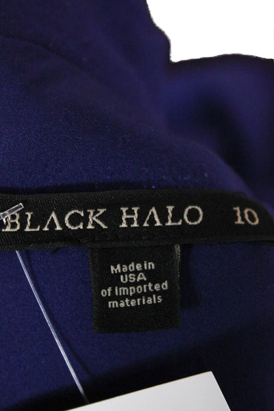 Black Halo Women A-Line Mock Neck Long Sleeve Purple Midcalf Dress Size 10