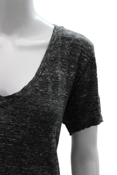 Bella Dahl Women Basic V-Neck Short Sleeve Gray Viscose T-Shirt Size M