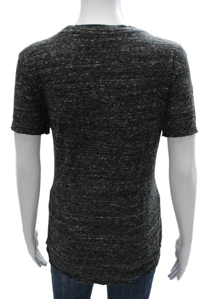 Bella Dahl Women Basic V-Neck Short Sleeve Gray Viscose T-Shirt Size M