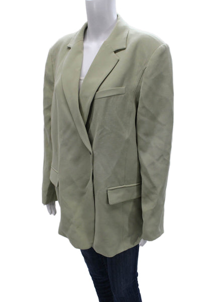 Zara Women Basic Jacket Green Button Polyester Long Sleeve Size L