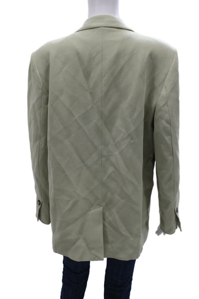 Zara Women Basic Jacket Green Button Polyester Long Sleeve Size L