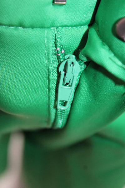 Zara Women Tailored Shorts Green Polyester Zip Solid Size M