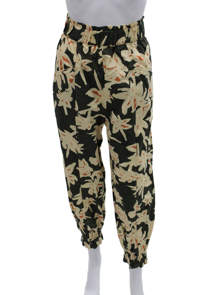 Zara Womens Jogger Pants Floral Multicolor Cotton Pull On Size L
