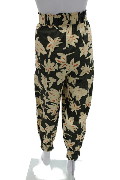 Zara Womens Jogger Pants Floral Multicolor Cotton Pull On Size L