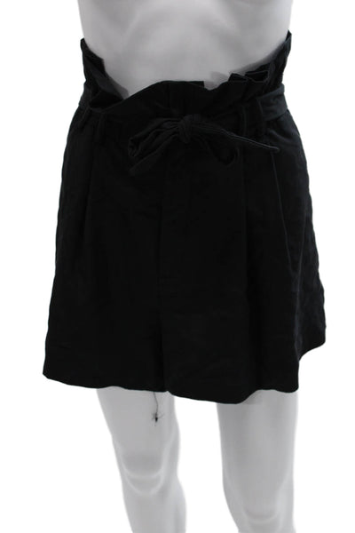 Zara Women Paperbag Tie Waist Black Lyocell Shorts Spring Size M