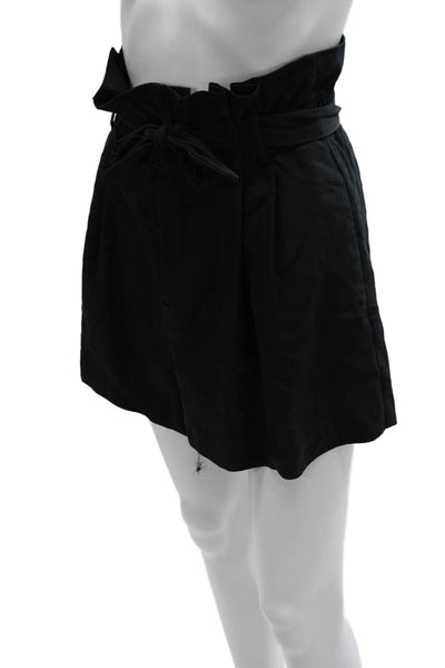 Zara Women Paperbag Tie Waist Black Lyocell Shorts Spring Size M