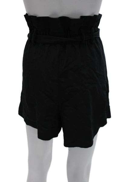 Zara Women Paperbag Tie Waist Black Lyocell Shorts Spring Size M