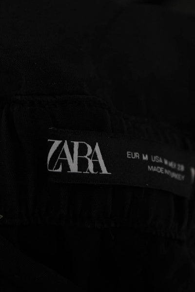 Zara Women Paperbag Tie Waist Black Lyocell Shorts Spring Size M