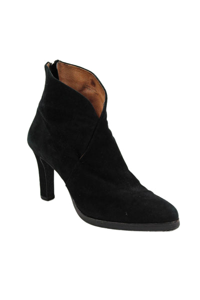 Lola Cruz Womens Suede Zip Up Pointed Toe Ankle Boots Black Size 39 9