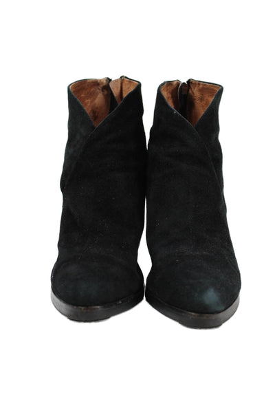 Lola Cruz Womens Suede Zip Up Pointed Toe Ankle Boots Black Size 39 9