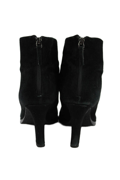 Lola Cruz Womens Suede Zip Up Pointed Toe Ankle Boots Black Size 39 9