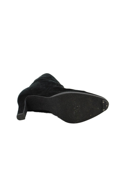 Lola Cruz Womens Suede Zip Up Pointed Toe Ankle Boots Black Size 39 9