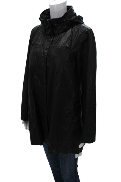 Eileen Fisher Women Black Anorak Long Sleeve Button Closure Size S