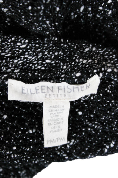 Eileen Fisher Womens Cardigan V-Neck Black Cotton Long Sleeve Solid Size PM