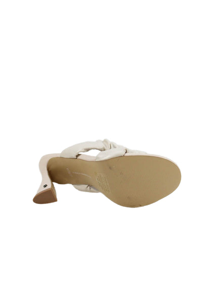 French Connection Womens Vegan Leather Ruched Heels Shoes White Size 7.5