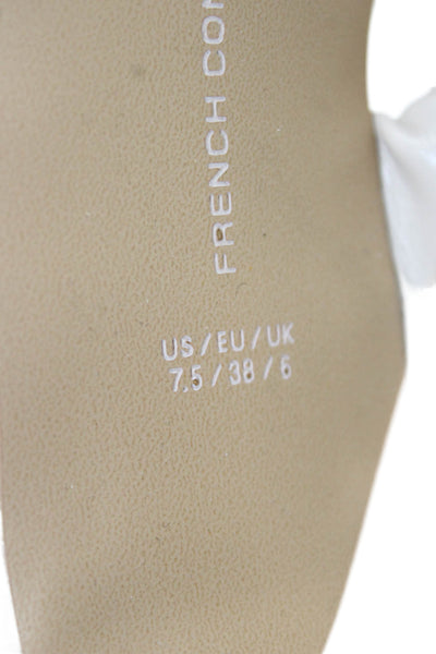 French Connection Womens Vegan Leather Ruched Heels Shoes White Size 7.5
