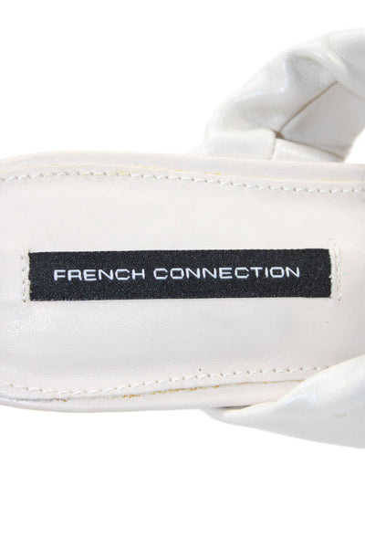 French Connection Womens Vegan Leather Ruched Heels Shoes White Size 7.5