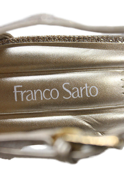 Franco Sarto Womens Glittery Ankle Strap Heels Sandals Shoes Gold Size 7.5M