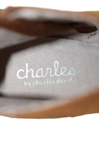Charles Womens Vegan Suede Pointed Toe Heels Ankle Boots Shoes Brown Size 8M