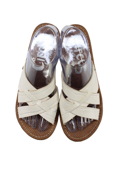 Sam Edelman Womens Embossed Crisscross Wedge Heels Shoes White Size 8M