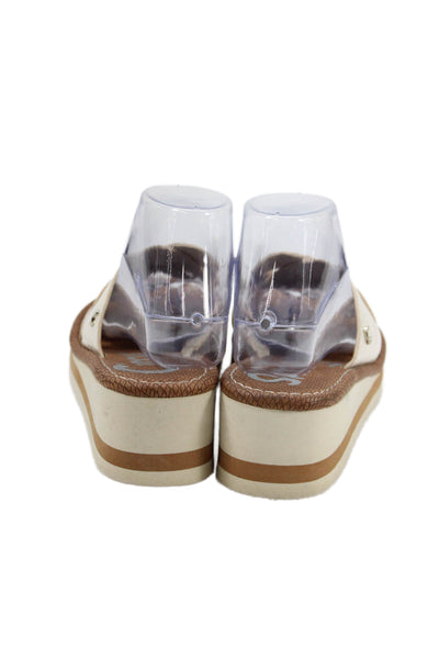 Sam Edelman Womens Embossed Crisscross Wedge Heels Shoes White Size 8M