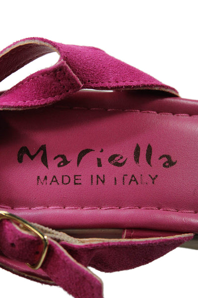 Mariella Womens Leather Crisscross Platform Heels Sandals Shoes Pink Size 7.5
