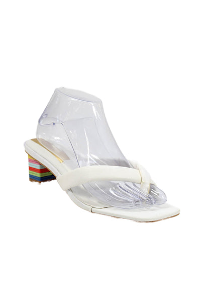 Franco Sarto Womens Leather Square Toe Multicolor Heels Shoes White Size 7.5M