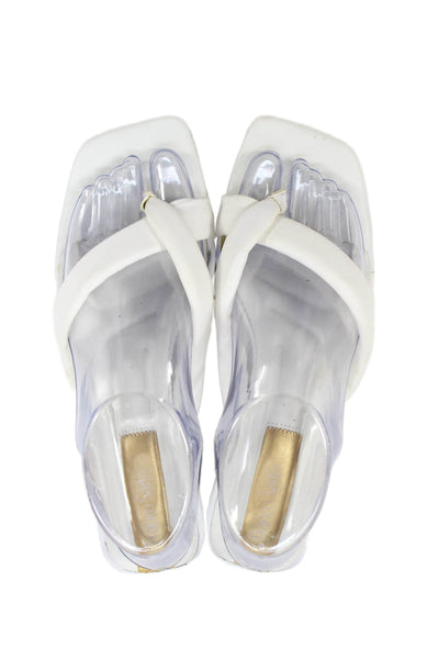 Franco Sarto Womens Leather Square Toe Multicolor Heels Shoes White Size 7.5M