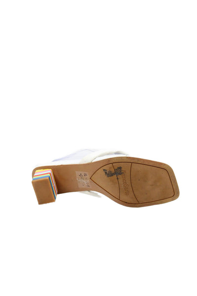 Franco Sarto Womens Leather Square Toe Multicolor Heels Shoes White Size 7.5M