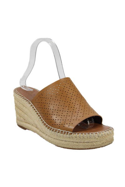 Caslon Womens Laser Cut Open Toe Espadrille Wedge Shoes Brown Size 7.5M