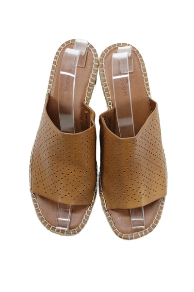 Caslon Womens Laser Cut Open Toe Espadrille Wedge Shoes Brown Size 7.5M