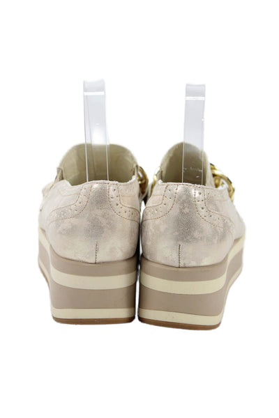 Dolce Vita Womens Leather Chunky Chain Embellished Loafers Shoes Gold Size 7.5