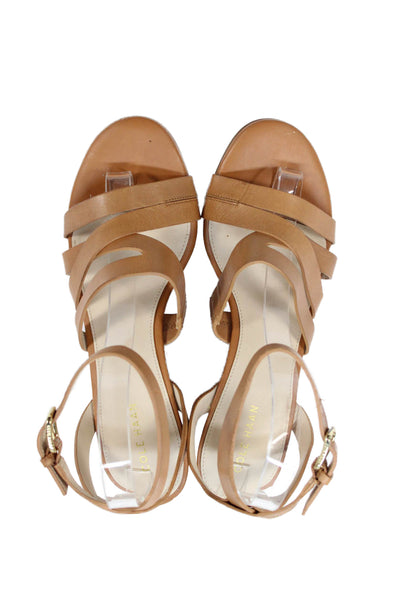 Cole Haan Womens Leather Ankle Strap Wedge Heels Shoes Brown Size 7.5B