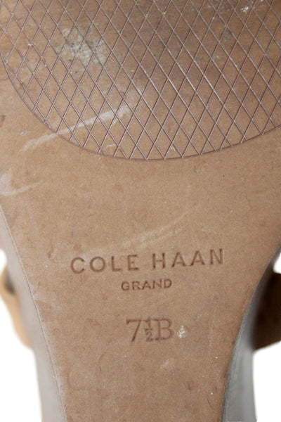 Cole Haan Womens Leather Ankle Strap Wedge Heels Shoes Brown Size 7.5B