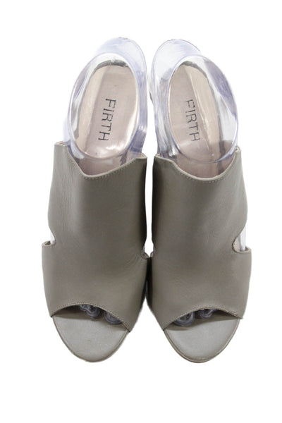 Firth Womens Leather Open Toe Block Heels Shoes Gray Size 7