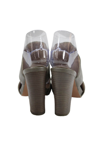 Firth Womens Leather Open Toe Block Heels Shoes Gray Size 7