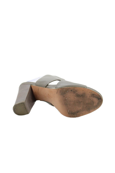 Firth Womens Leather Open Toe Block Heels Shoes Gray Size 7