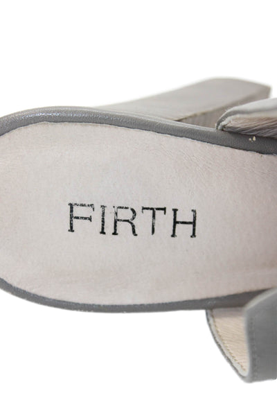 Firth Womens Leather Open Toe Block Heels Shoes Gray Size 7