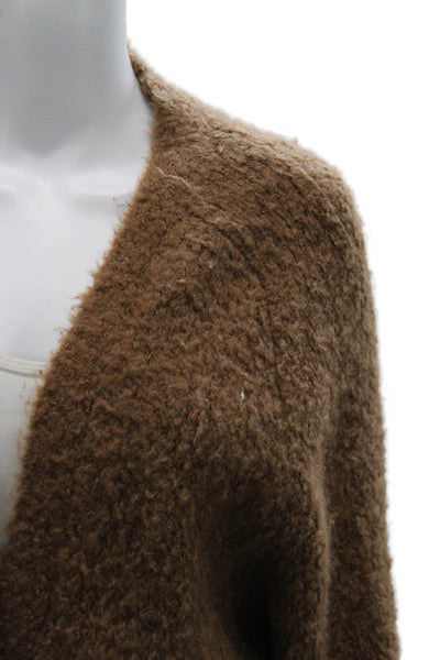 The Elder Statesman Women Cashmere V-Neck Long Sleeve Cardigan Brown Size M