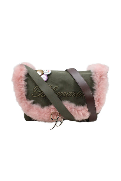 Blumarine Womens Embellished Adjustable Messenger Bag Green