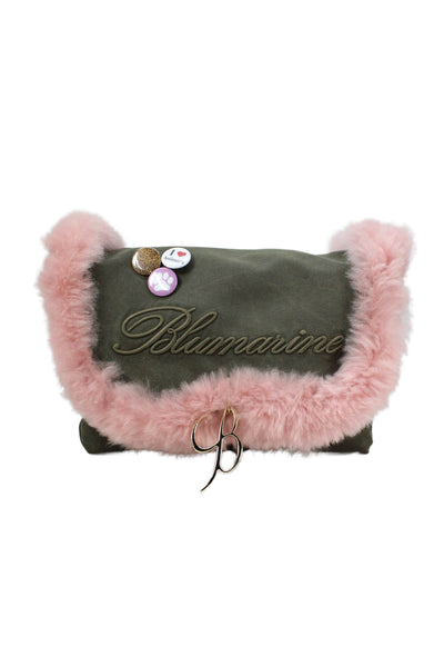 Blumarine Womens Embellished Adjustable Messenger Bag Green