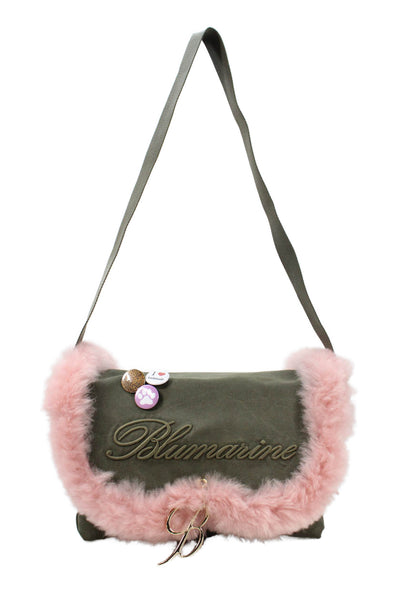 Blumarine Womens Embellished Adjustable Messenger Bag Green