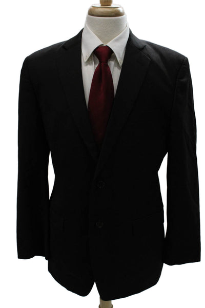 DKNY Mens Wool Black Blazer Button Closure Size 42