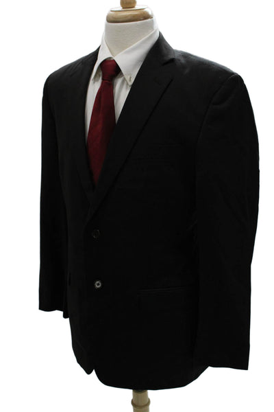 DKNY Mens Wool Black Blazer Button Closure Size 42