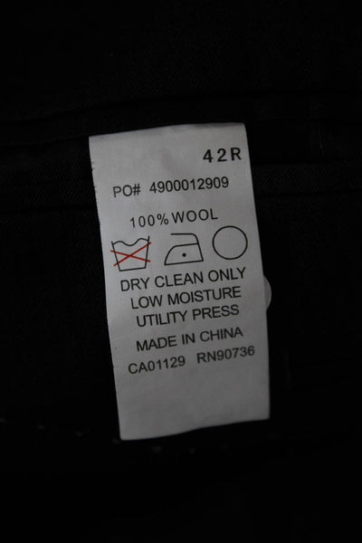 DKNY Mens Wool Black Blazer Button Closure Size 42